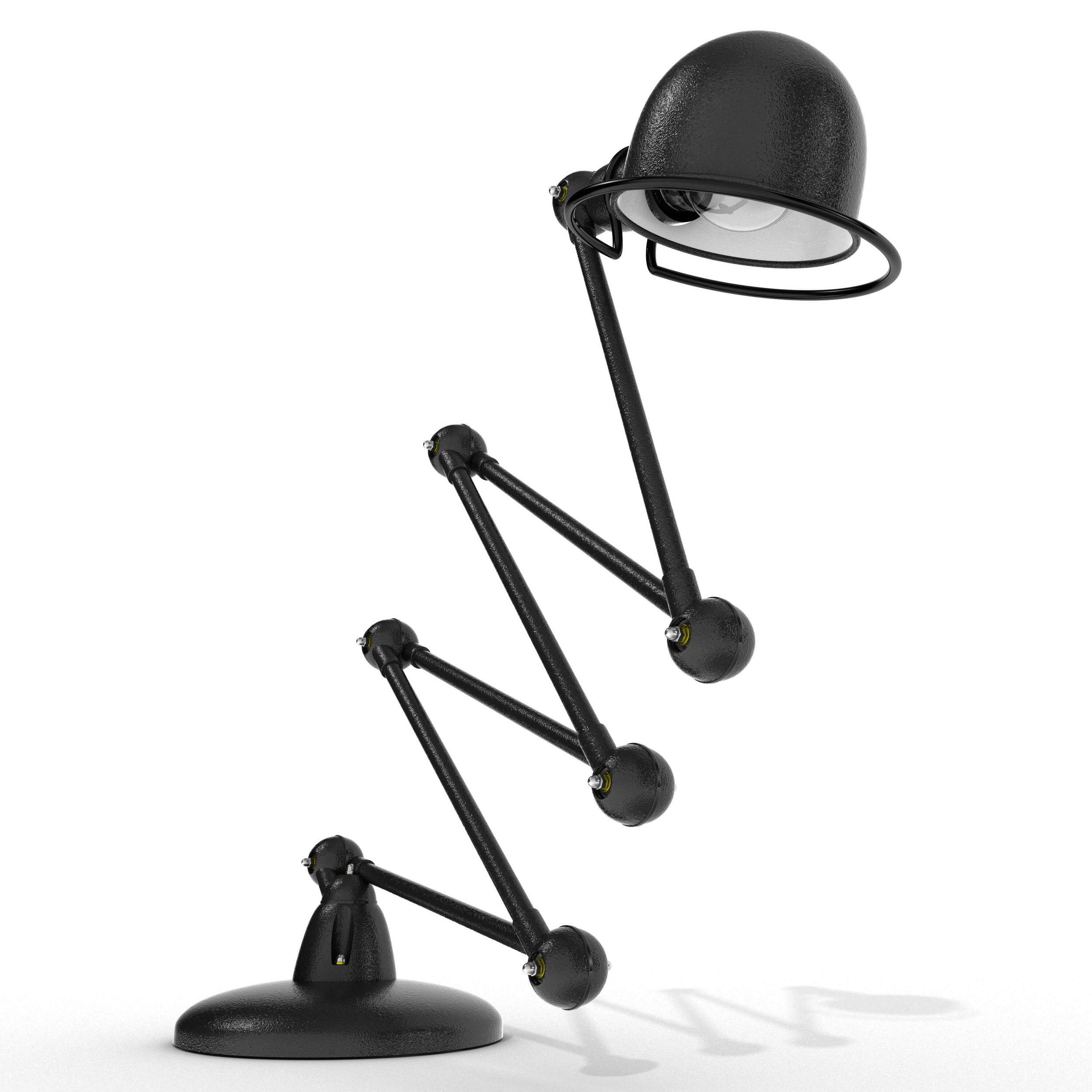 3D Visualising – Product – Jieldé lamp posed in balanced diagonal configuration, demonstrating flexibility and form.