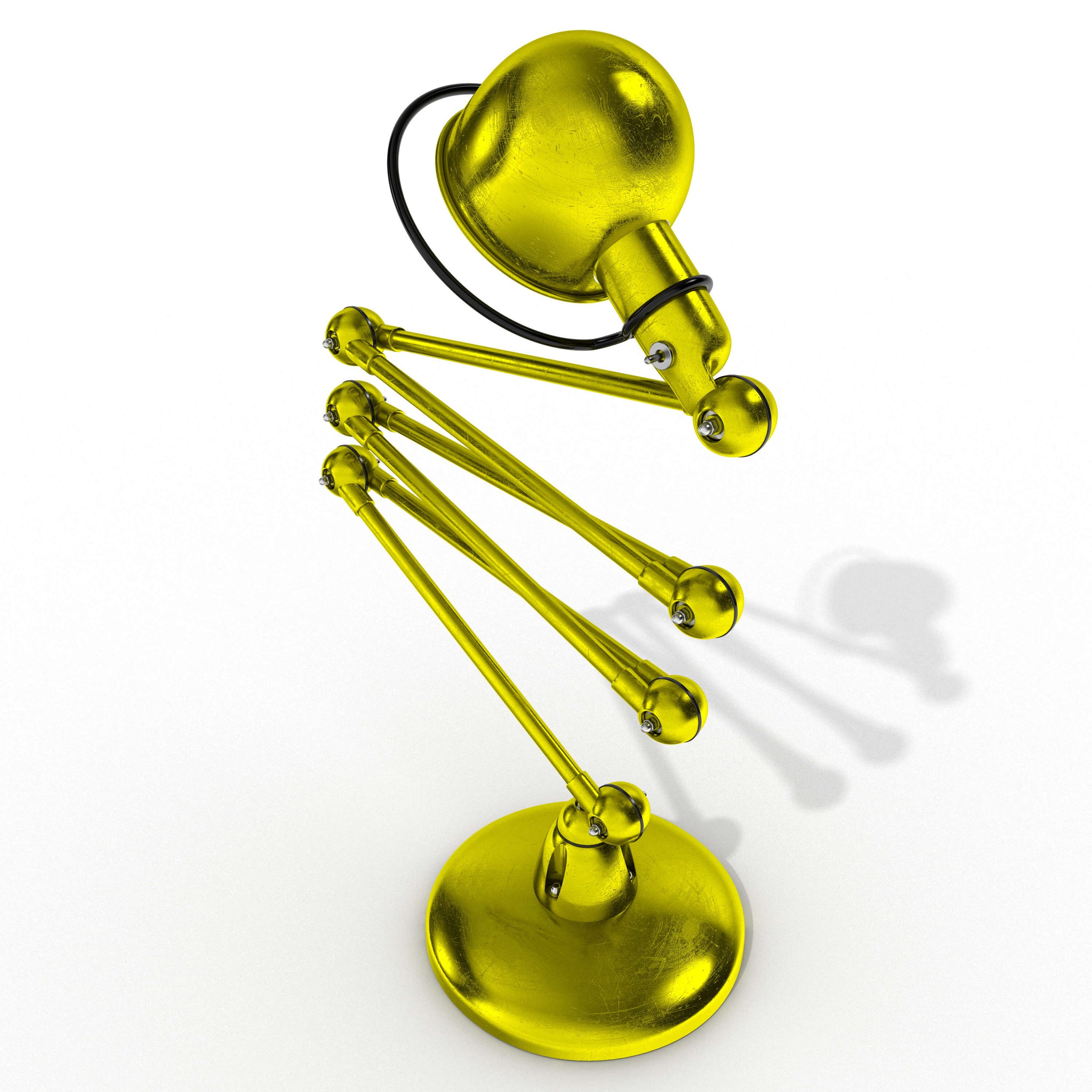 3D Visualising – Product – Overhead view of articulated Jieldé lamp, demonstrating symmetrical arm alignment.