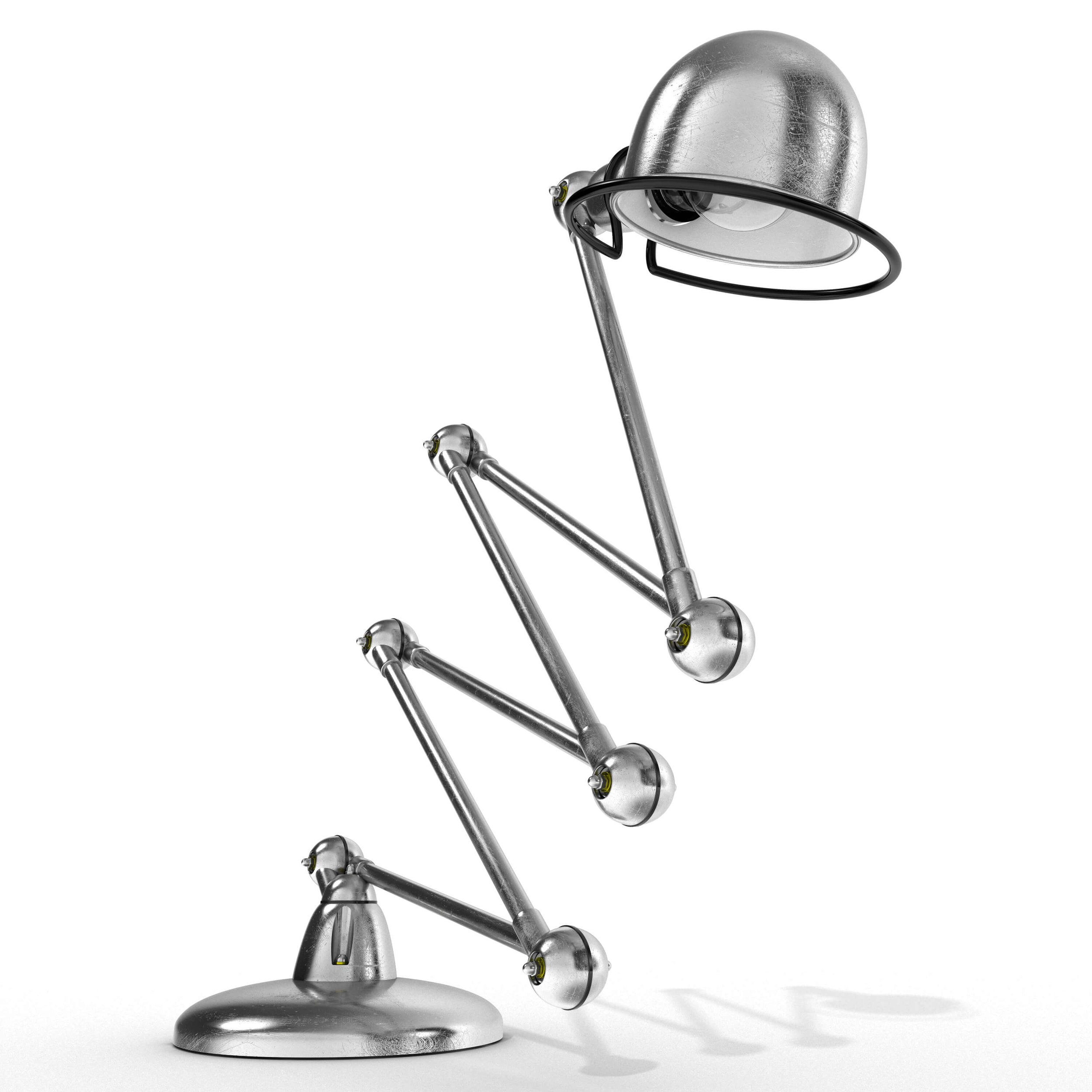 3D Visualising – Product – Jieldé lamp posed in balanced diagonal configuration, demonstrating flexibility and form.