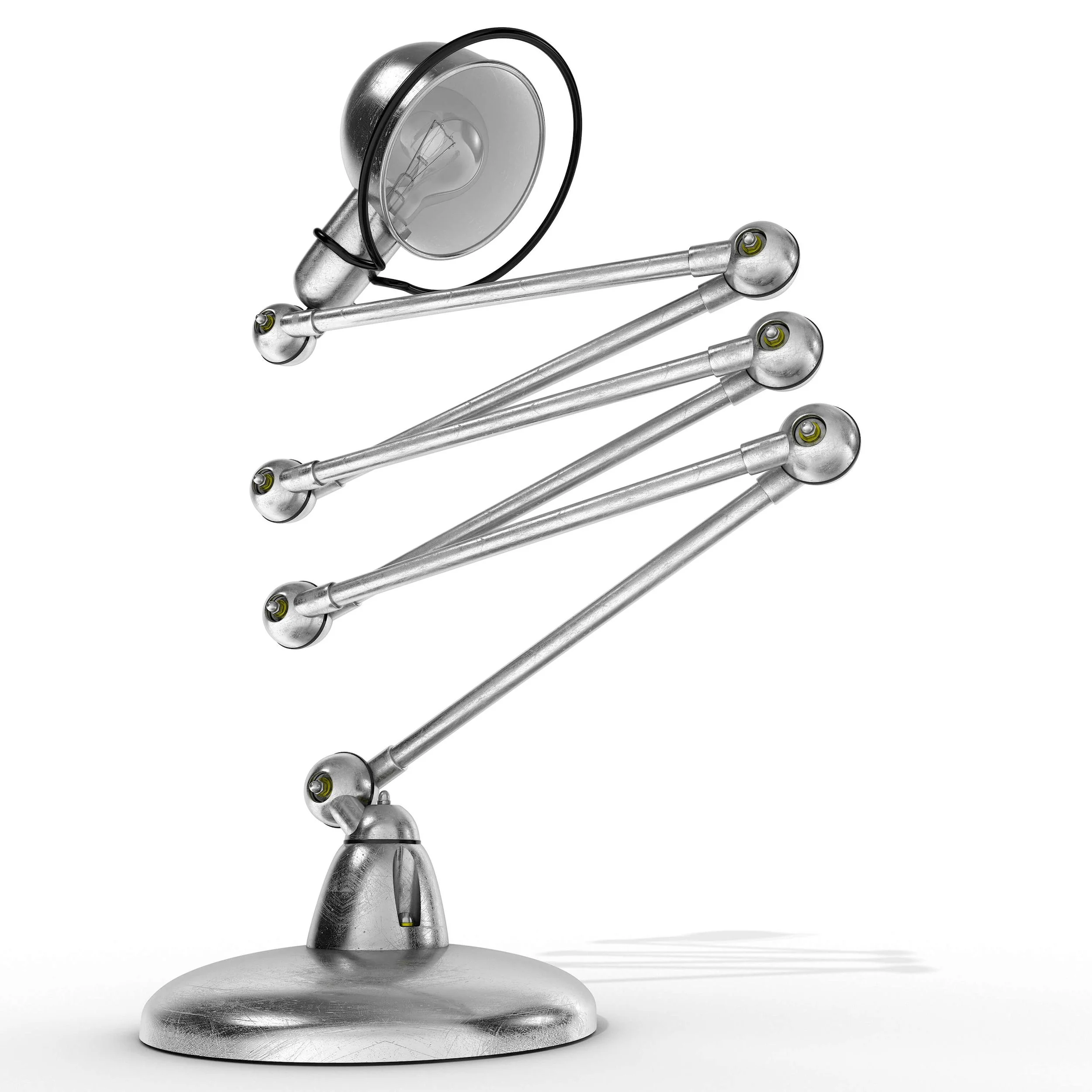 Frontal view of the Jieldé lamp showing the inner bulb and open ring shade in crisp lighting.