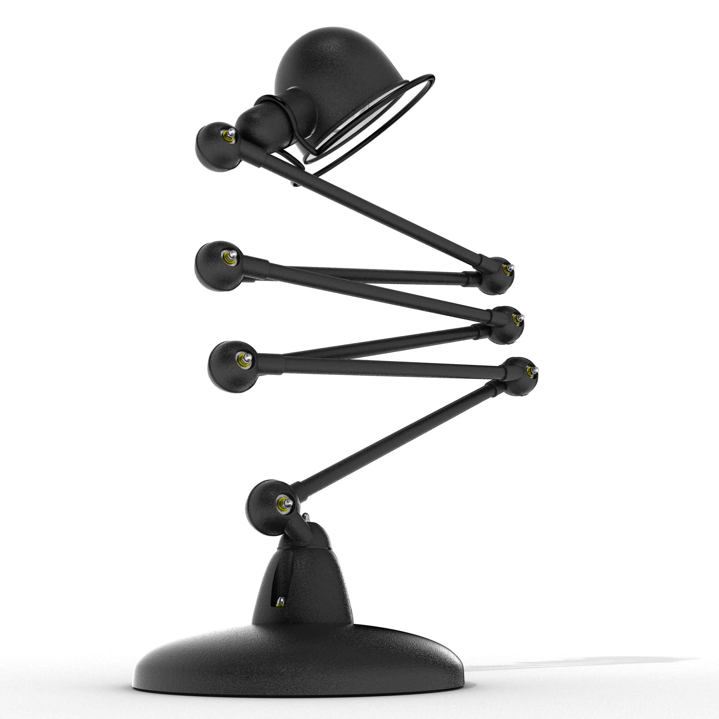 3D Visualising – Product – Top-down view of flattened Jieldé lamp articulation, showcasing mechanical movement range.