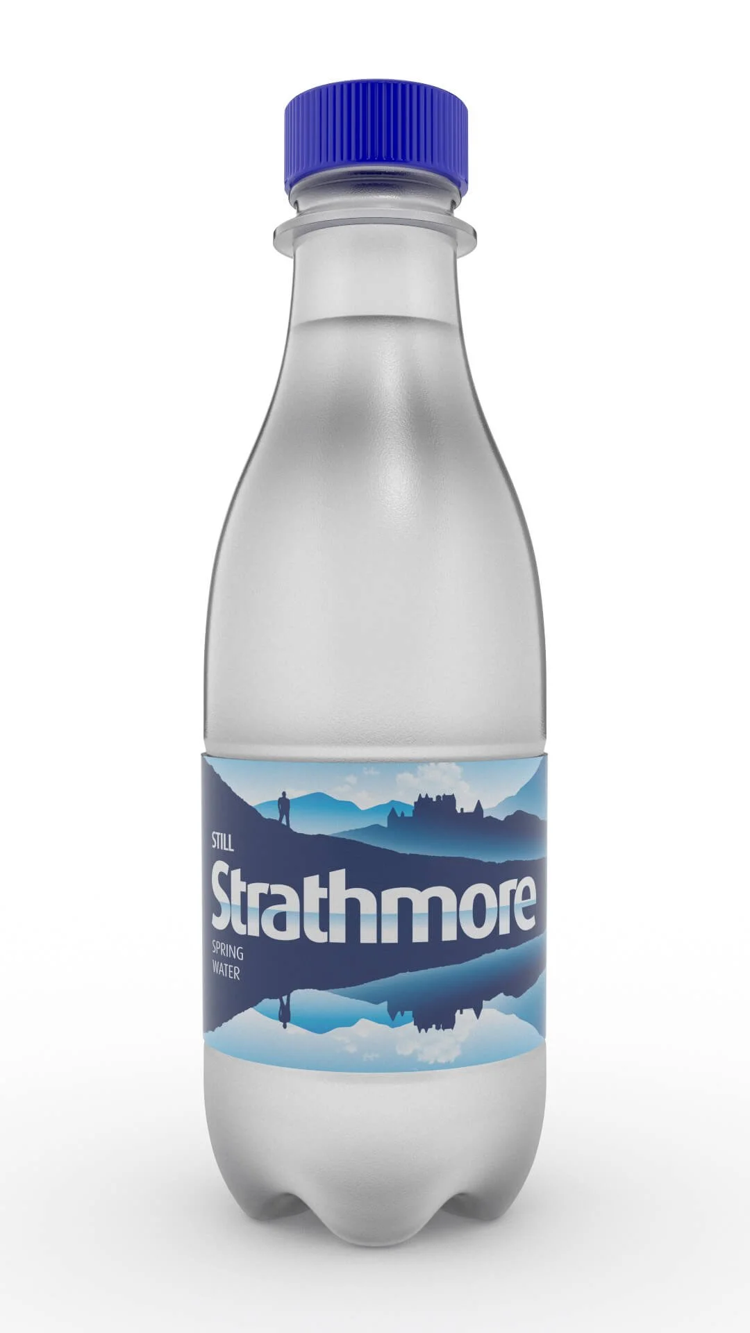 Still Strathmore plain water bottle with no condensation, front view.