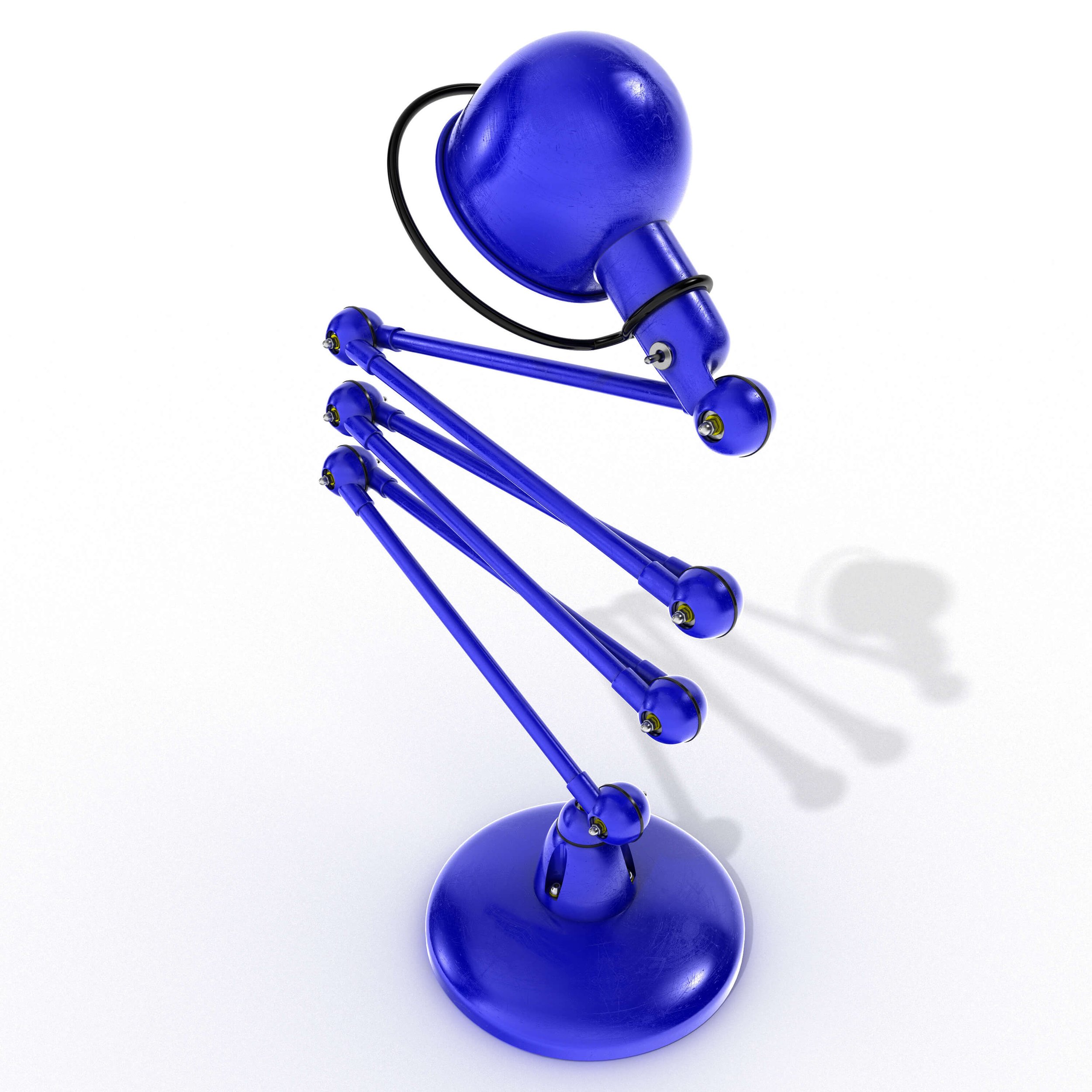 3D Visualising – Product – Overhead view of articulated Jieldé lamp, demonstrating symmetrical arm alignment.