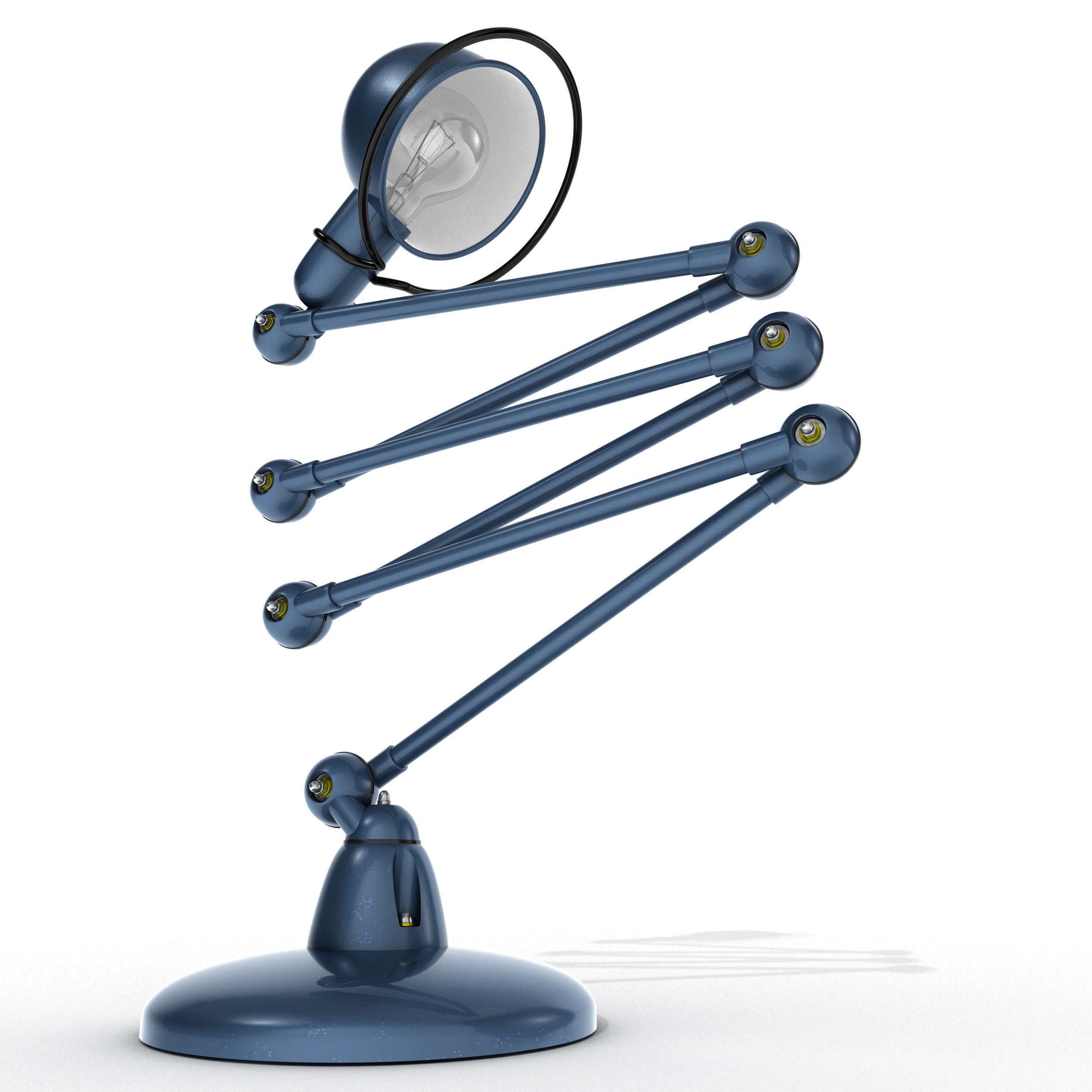 Frontal view of the Jieldé lamp showing the inner bulb and open ring shade in crisp lighting.