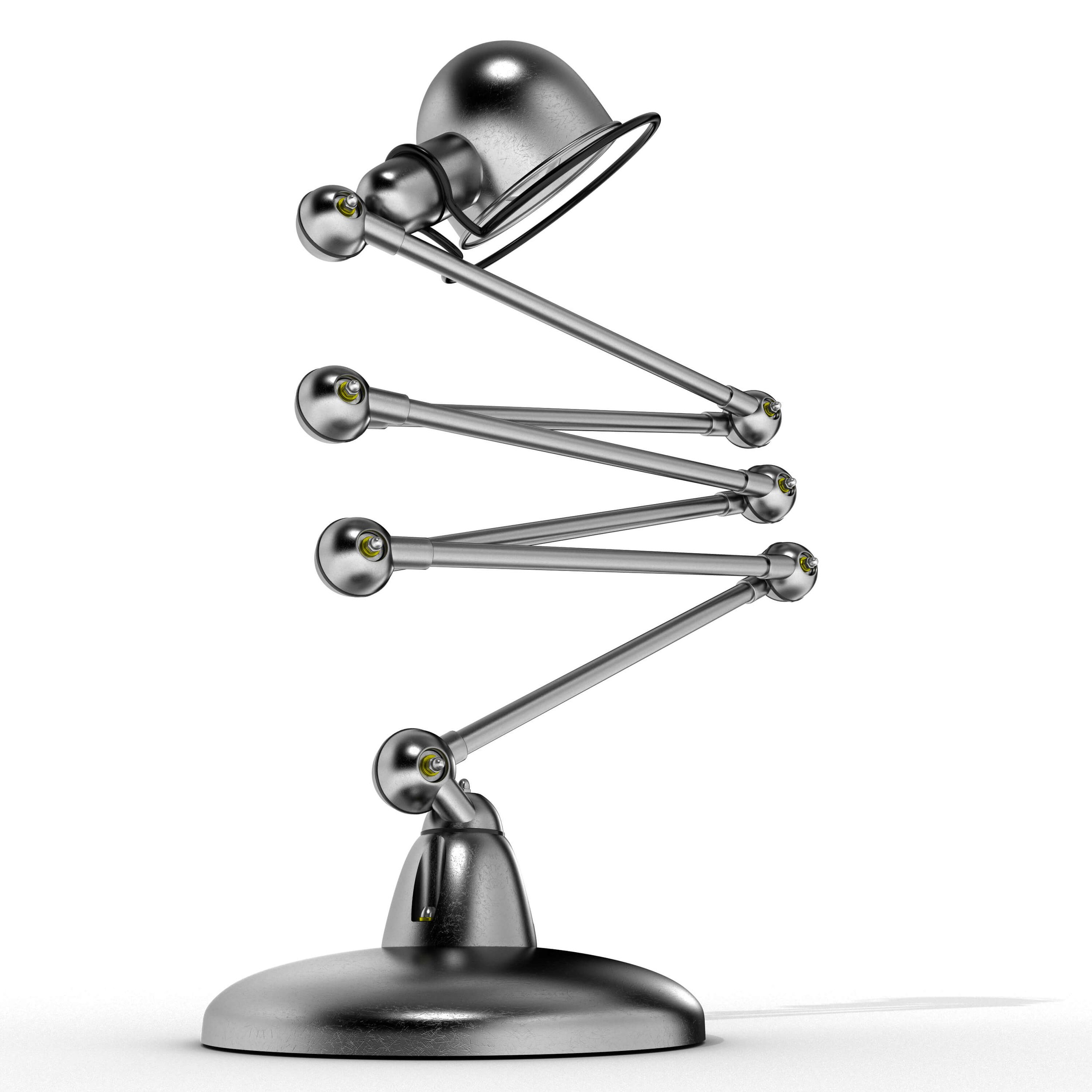 3D Visualising – Product – Top-down view of flattened Jieldé lamp articulation, showcasing mechanical movement range.