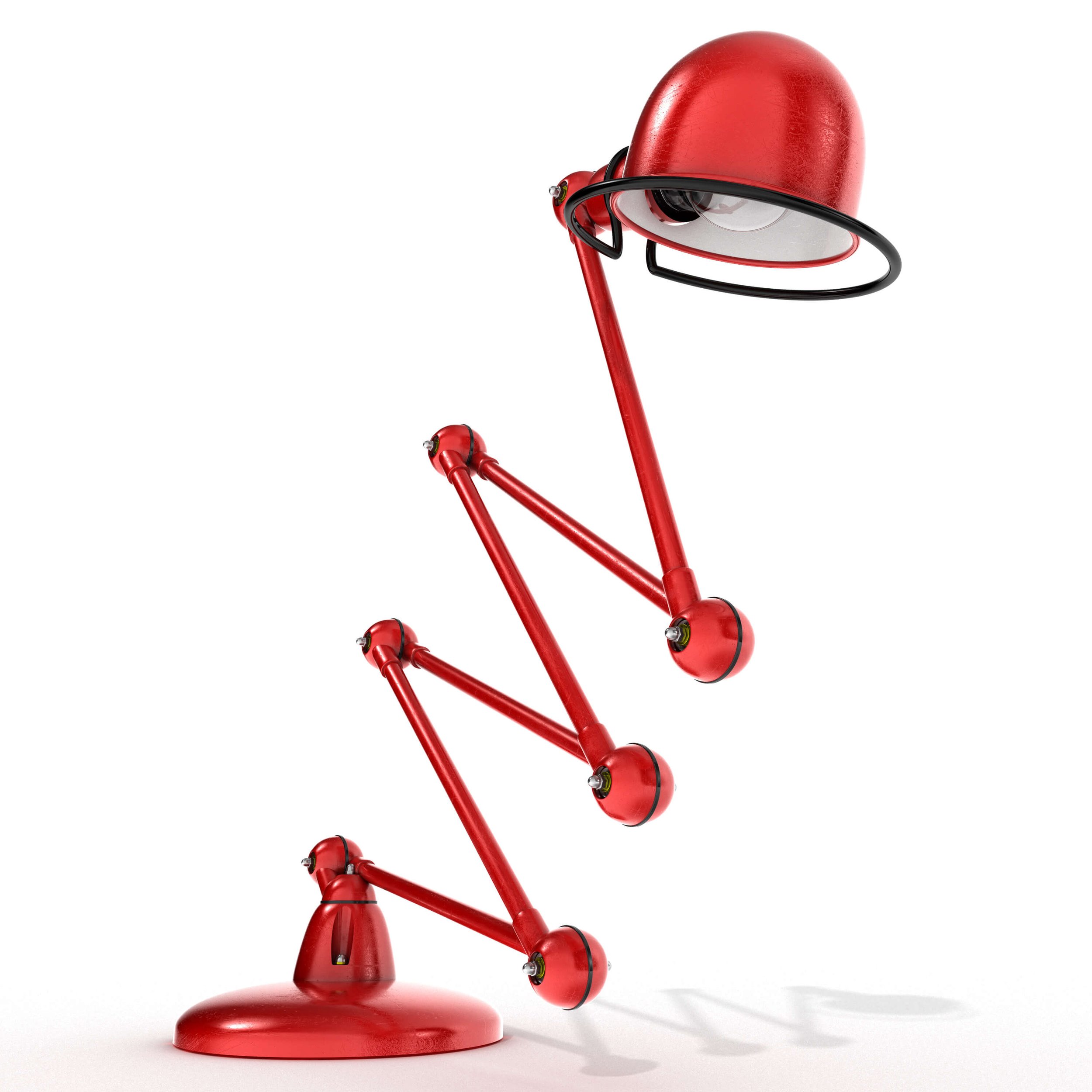 3D Visualising – Product – Jieldé lamp posed in balanced diagonal configuration, demonstrating flexibility and form.