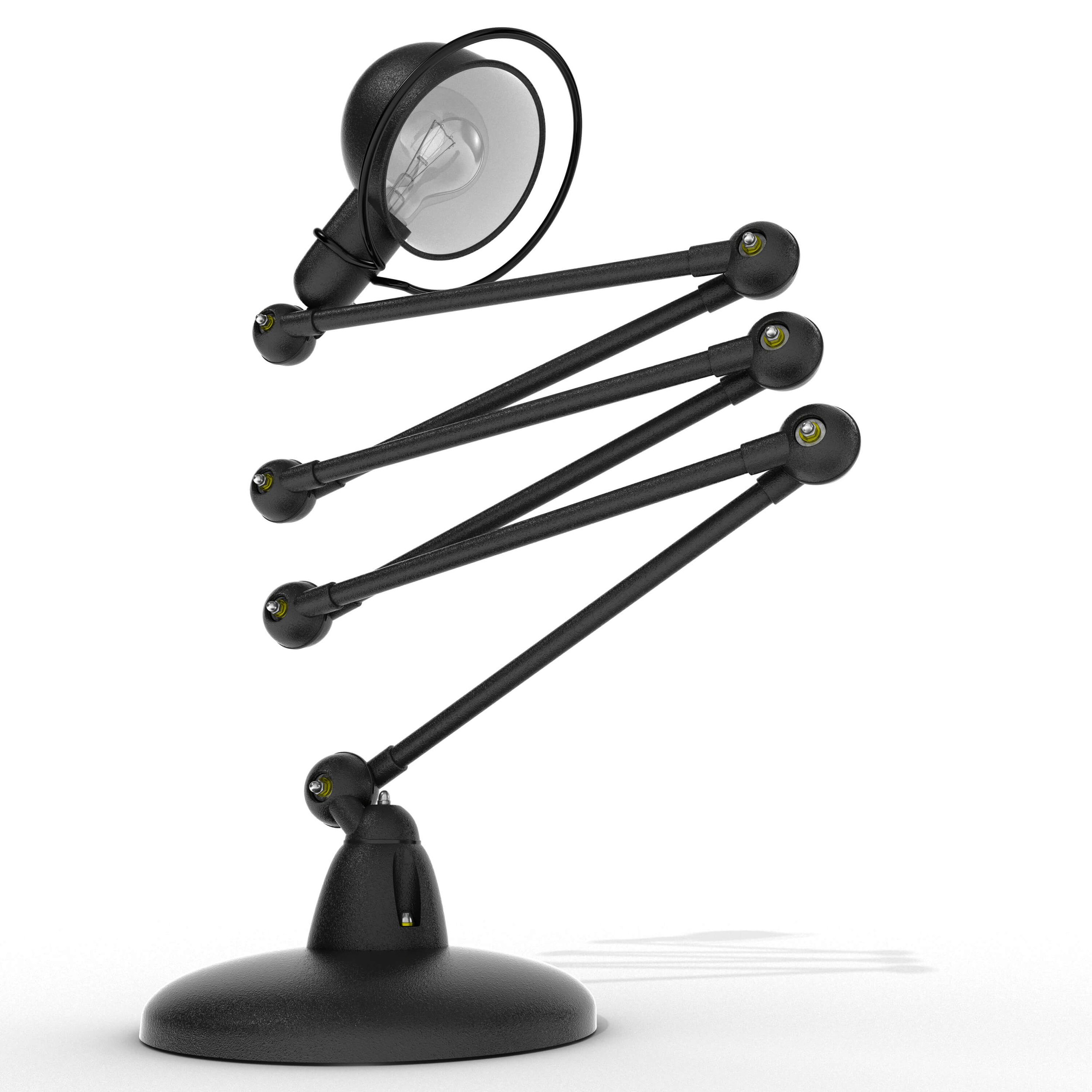 Frontal view of the Jieldé lamp showing the inner bulb and open ring shade in crisp lighting.