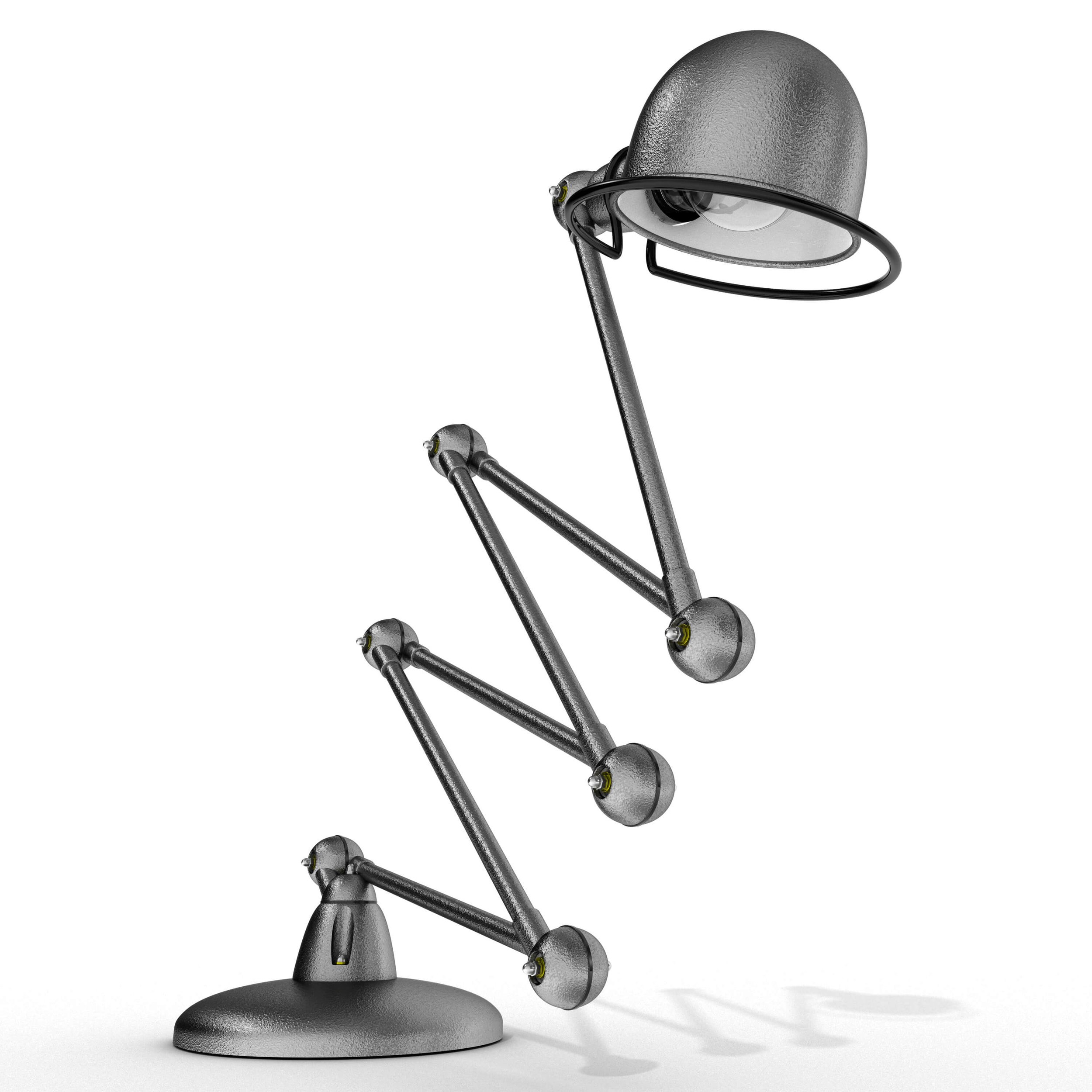3D Visualising – Product – Jieldé lamp posed in balanced diagonal configuration, demonstrating flexibility and form.