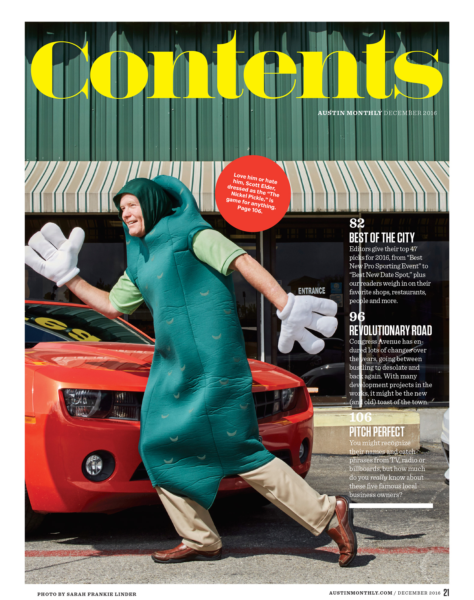 Austin Monthly // December 2016 // Contents Page