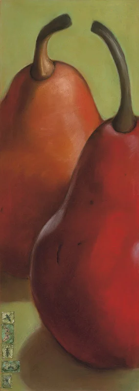 Red Pears on Green