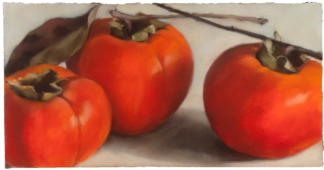 Horizontal Persimmons on Grey