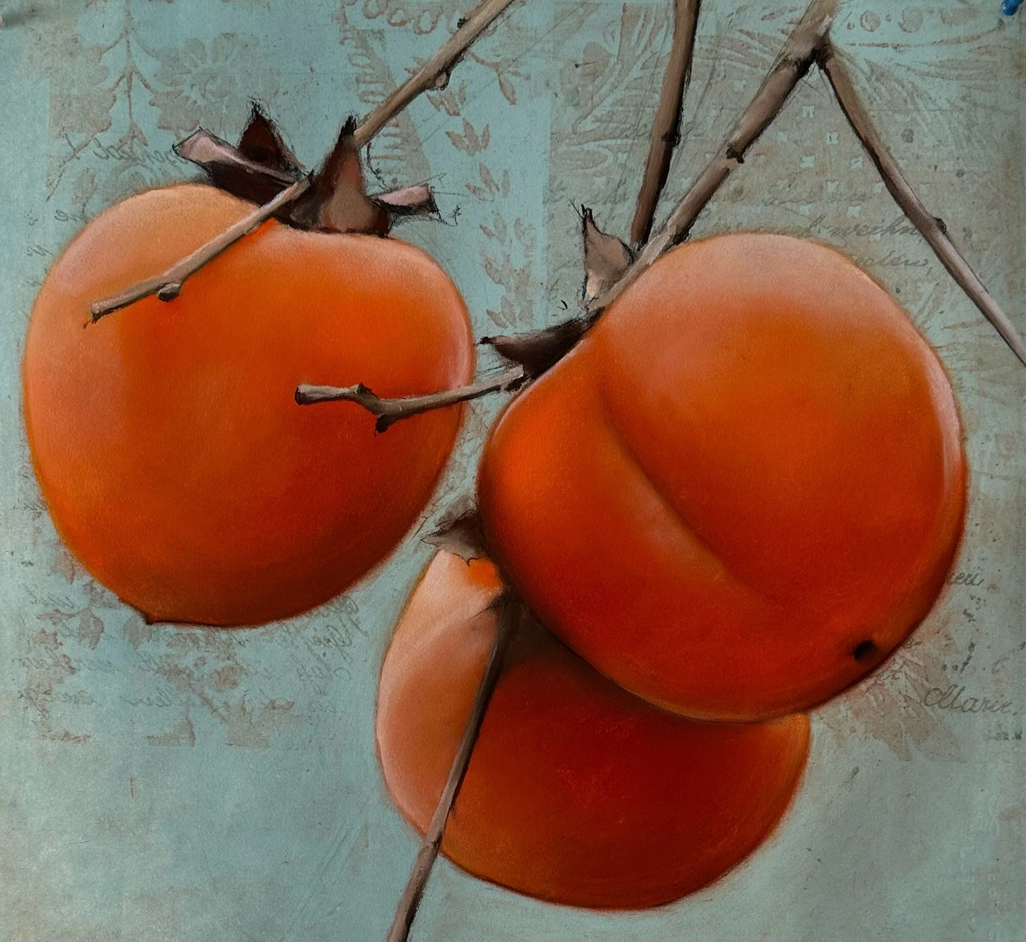 Persimmons, part of a commissioned triptych