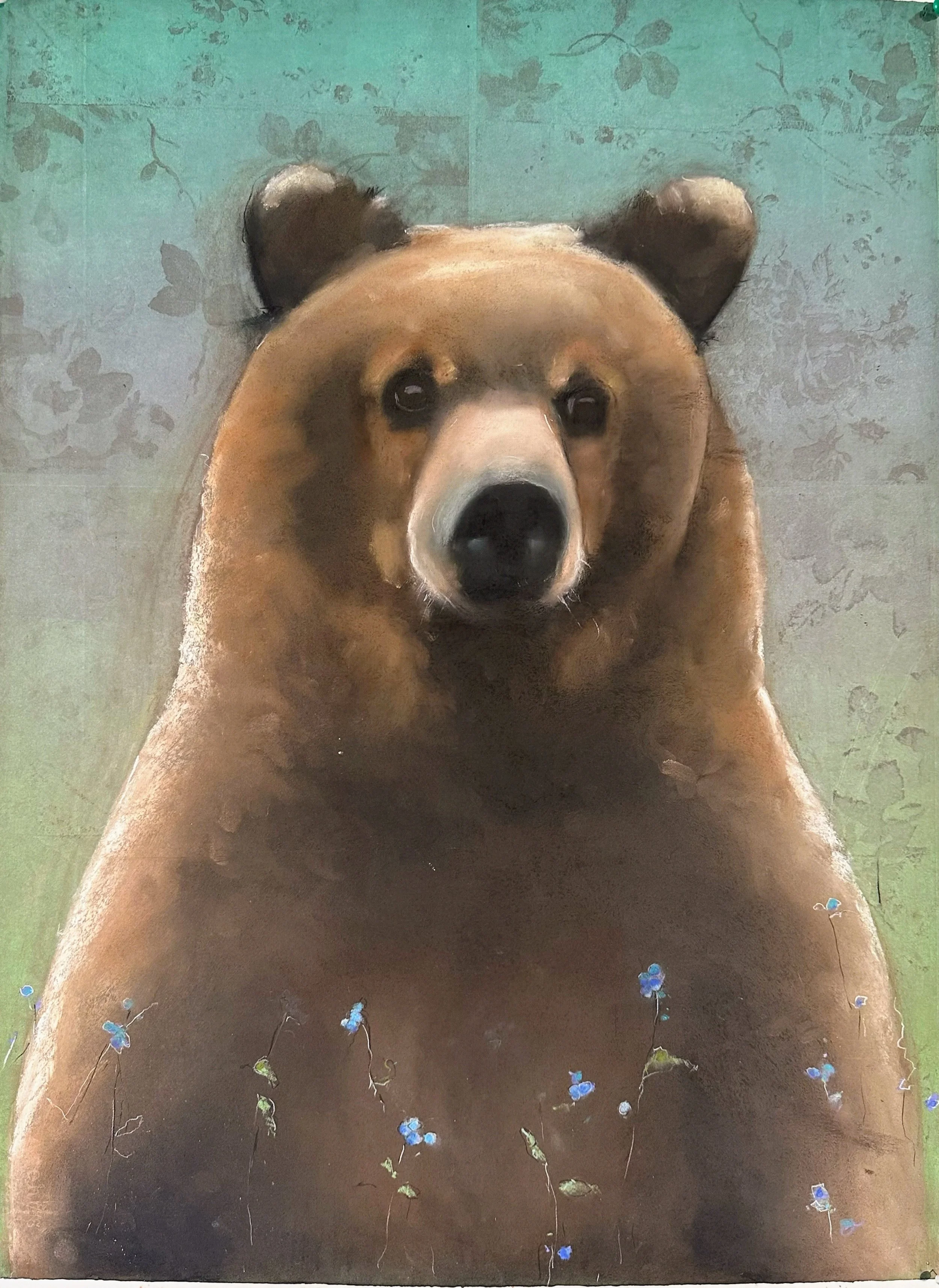Brown Bear in Cornflowers