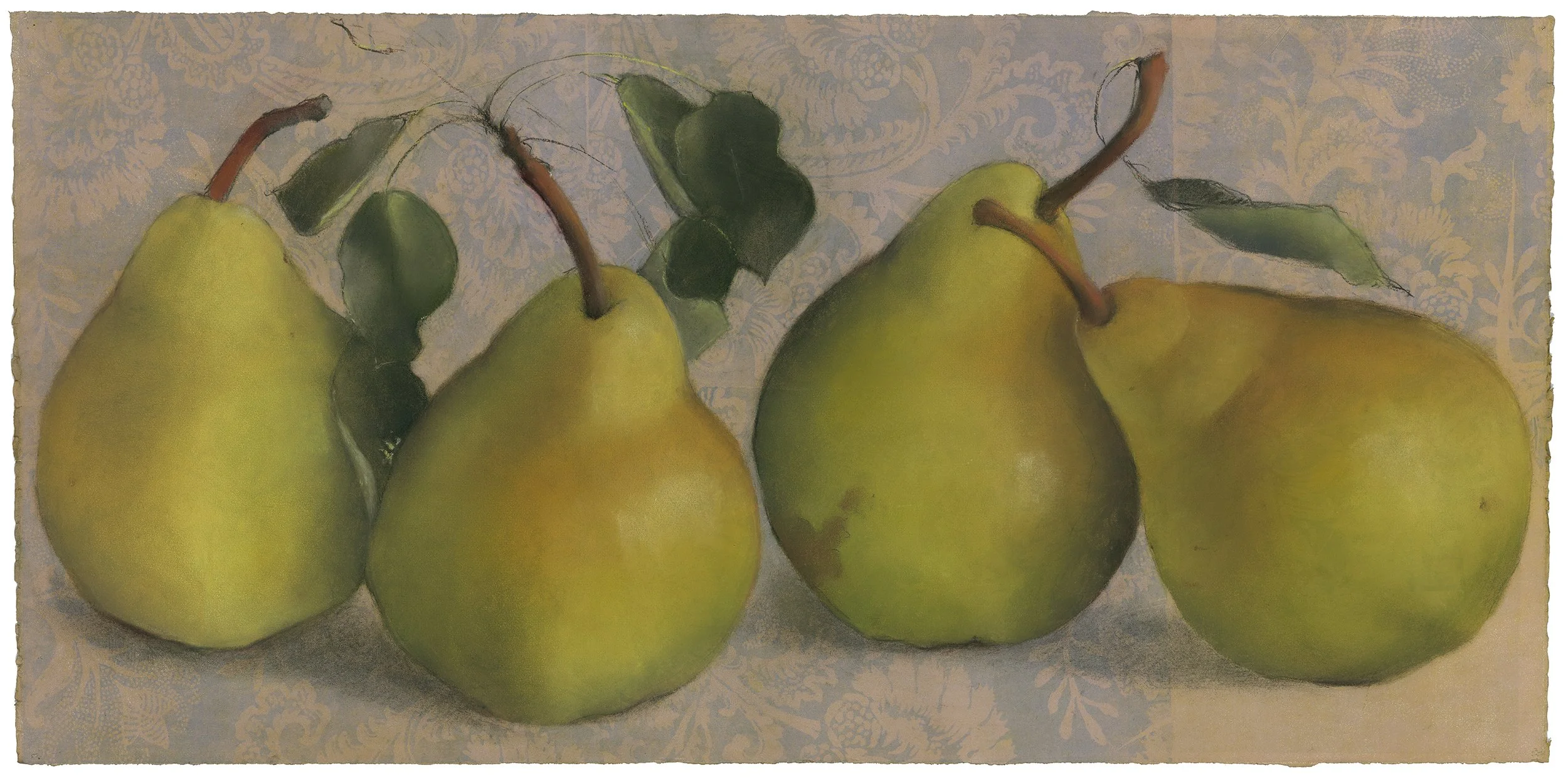 Green Pears on Toile