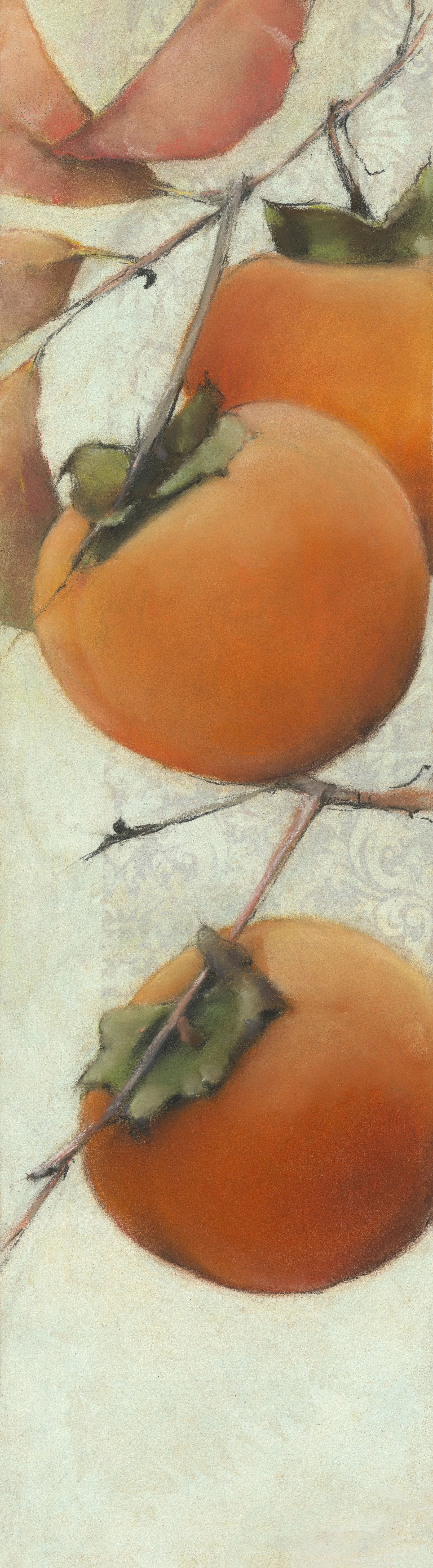 Persimmon and Pomegranate Diptych, Persimmons