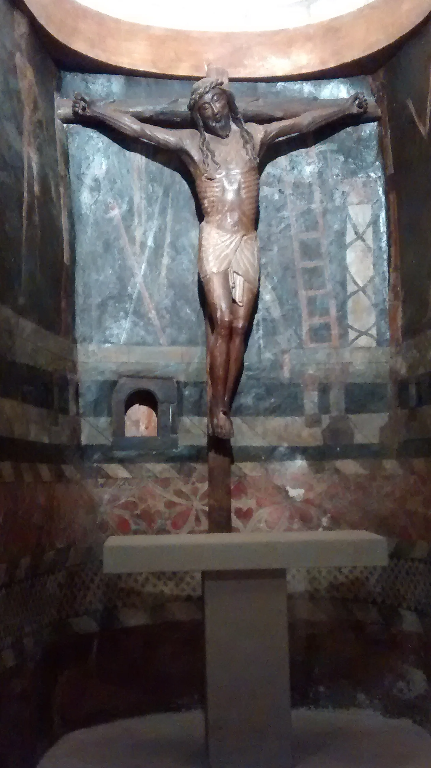 "Smiling Christ" located in the chapel at Xavier Castle. Circa 1200 a.d.