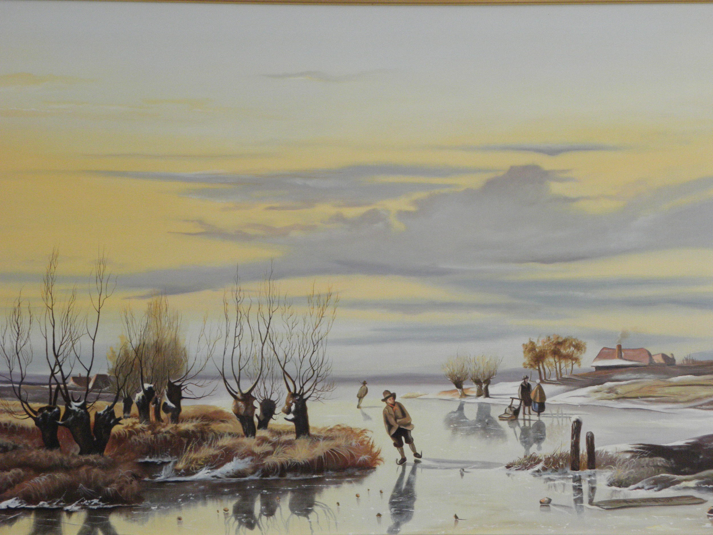 Winterlandschap, olieverf op linnen 100x70 cm