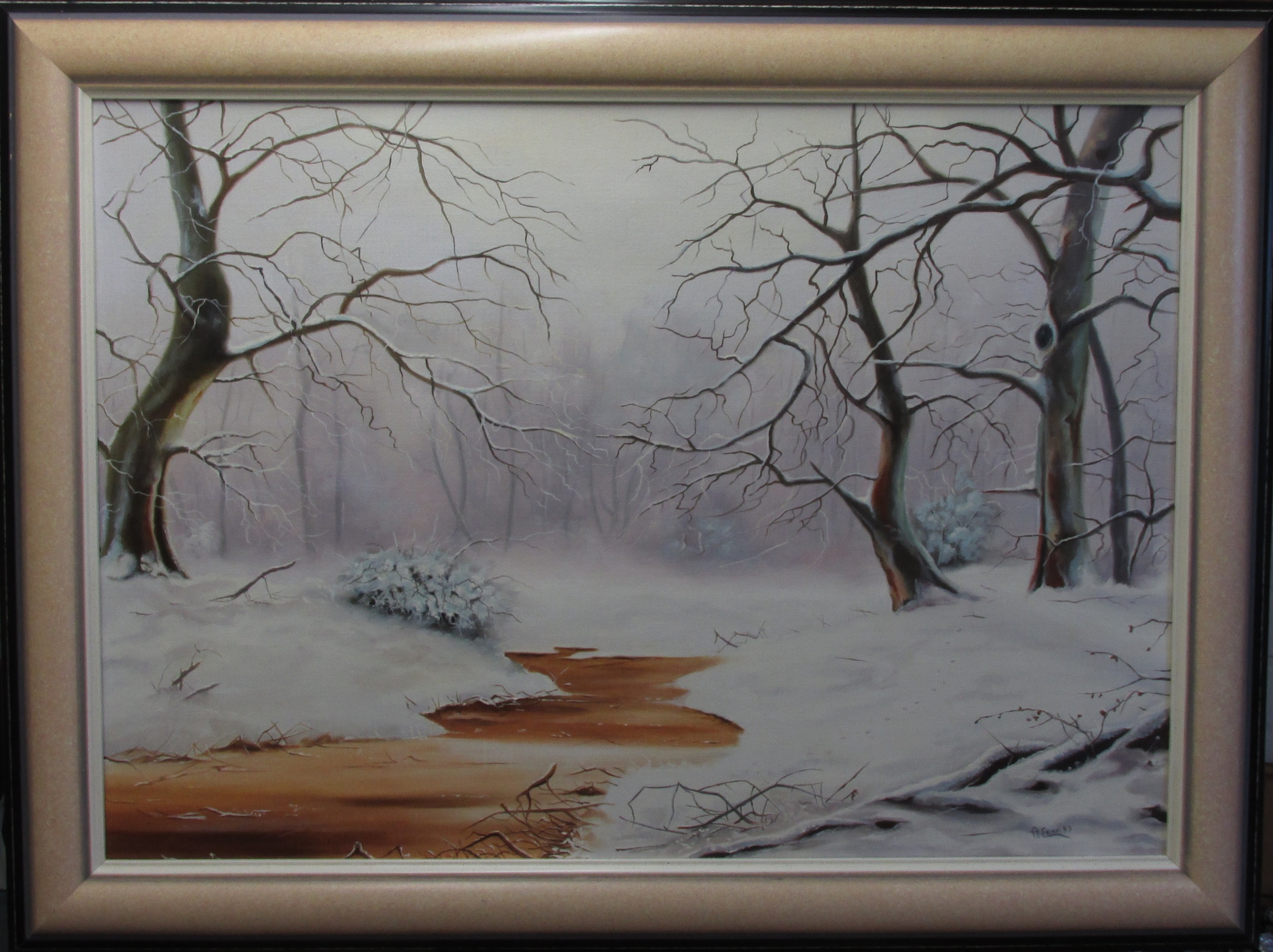 Winterpracht, olieverf op linnen (inclusief lijst) 70x50 cm