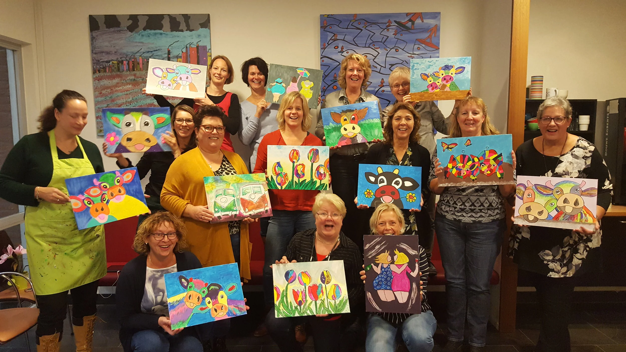grote groep collega’s, workshop op locatie. Super gastvrij ontvangen, het was een hele gezellige avond met een mooi eindresulaat!