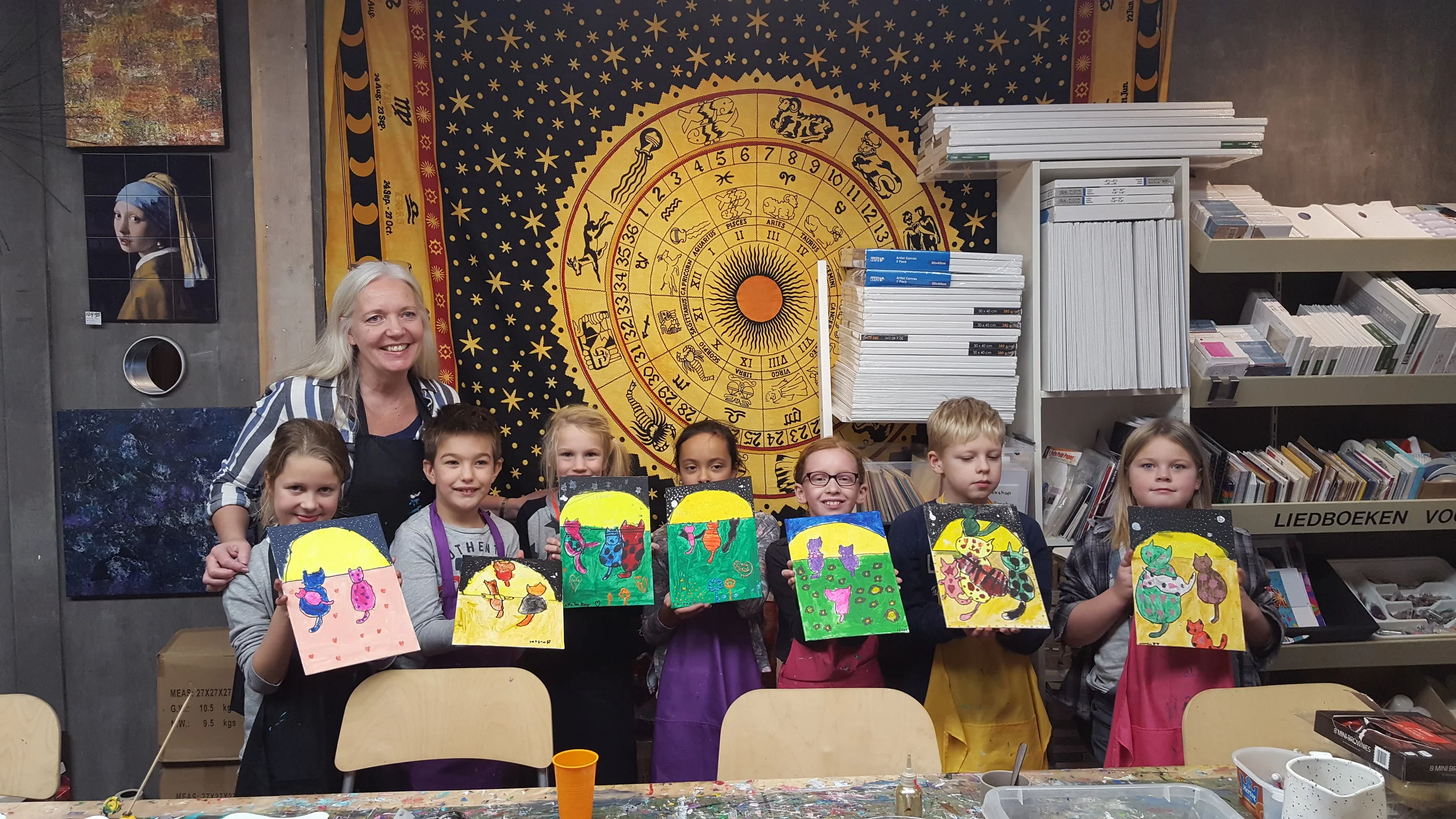 Kinderfeestje: poezen bij maanlicht, erg mooi geworden!