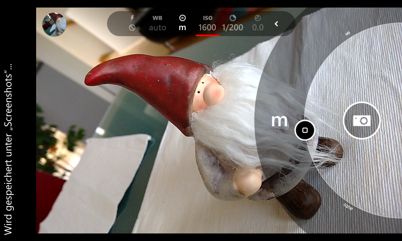 Full control for white balance, focus, exposure time and exposure compensation