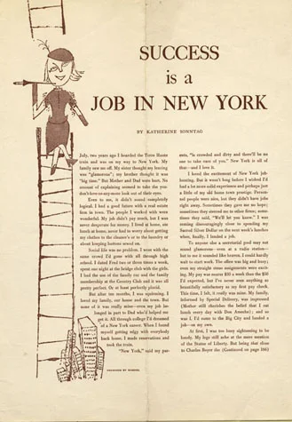 Andy Warhol’s illustration debut (Age 21) Success in a Job In New York, Glamour Magazine. © Image courtesy of The Andy Warhol Foundation for the Visual Arts, Inc