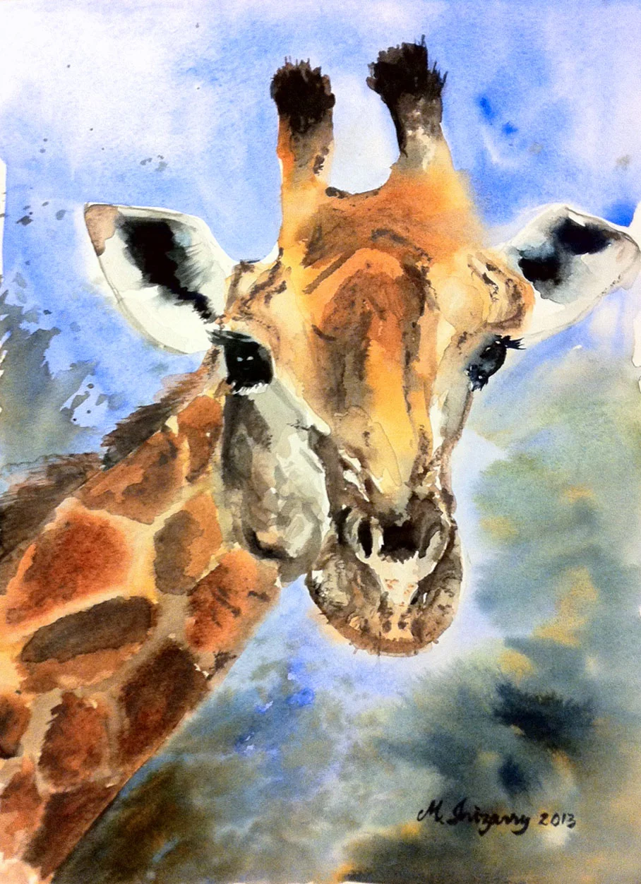 Giraffe - watercolor on watercolor paper (9x12 inches)