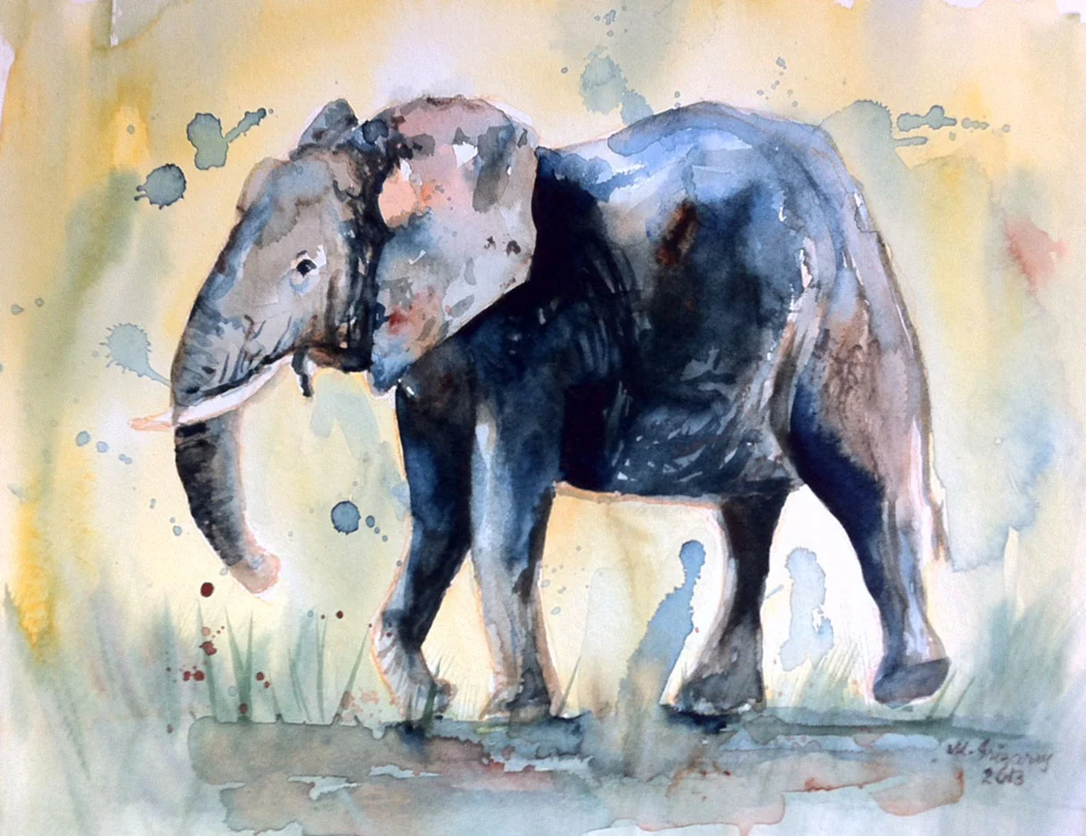 Elephant - watercolor on watercolor paper (12 x 9 inches)
