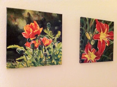 Latest acrylic paintings of flowers - 12x12 inch gallery-wrapped canvas