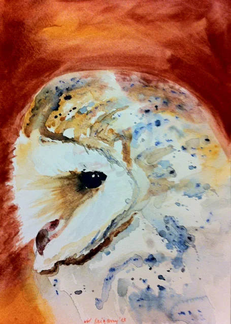 Barn Owl - watercolor on watercolor paper (9x12 inches)