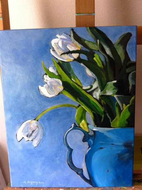 White tulips - acrylic on canvas (16x20 inches)