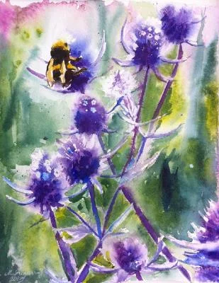 Bee on eryngium