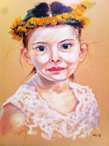Flower girl - Oil pastel on Canson Mi-Teintes paper (9x12 inches)