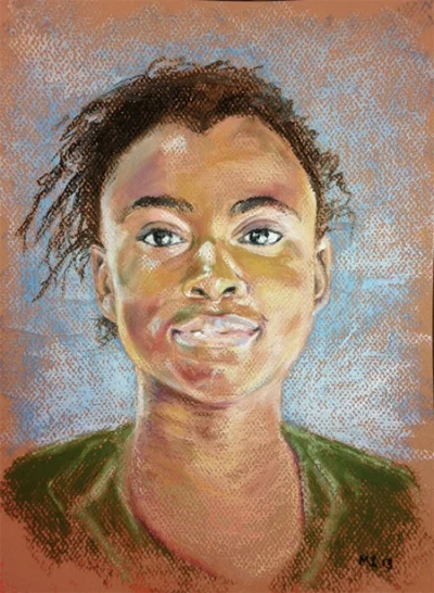 Teen girl - oil pastel on Canson Mi-Teintes paper (9x12 inches)