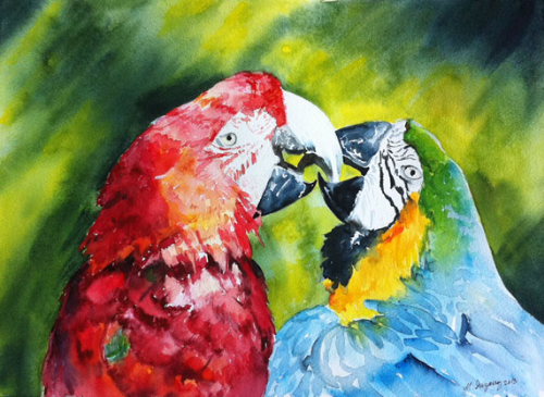 Kisses (Macaw pair)