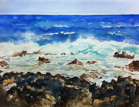 Seascape - watercolor on watercolor paper (15x11 inches)