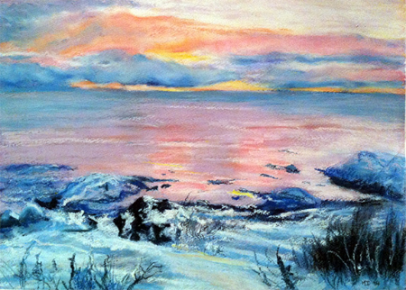 Sunset - oil pastels on watercolor paper (15x11 inches)