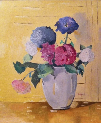 Hydrangeas - oil on canvas board (1989)