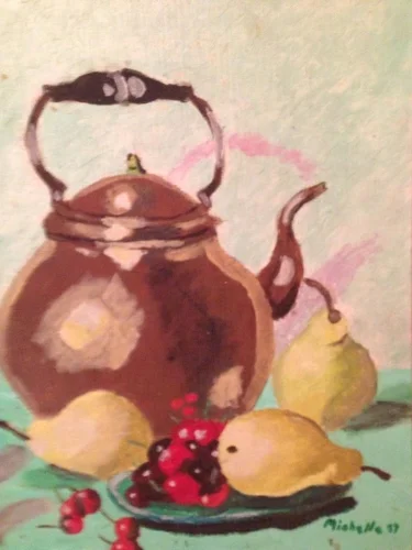 Still life with teapot - Oil on canvas board (1987)