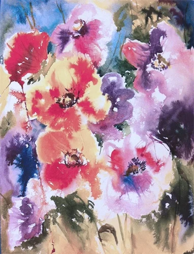 Anenomes - watercolor on watercolor paper (11x15 inches)