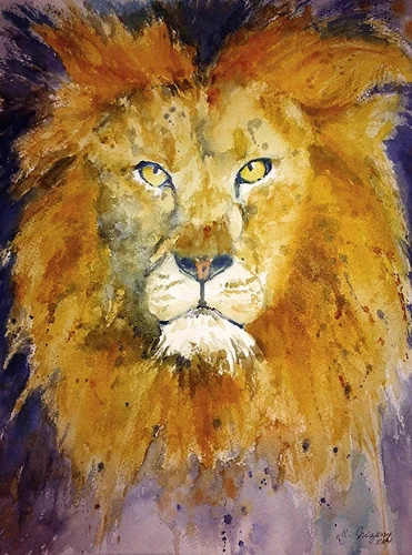 Bad hair day (Lion) - watercolor on watercolor paper (11x15 inches)