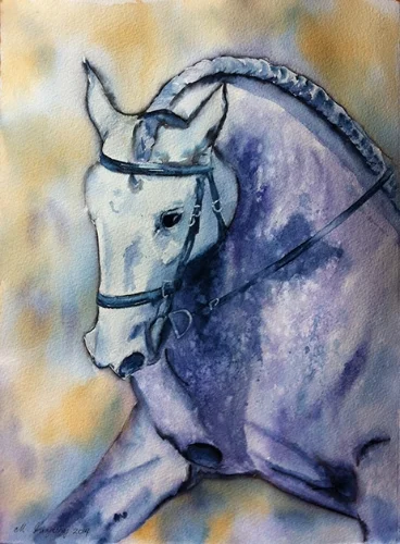 Horse - watercolor and Tombow marker on watercolor paper (11x15 inches)