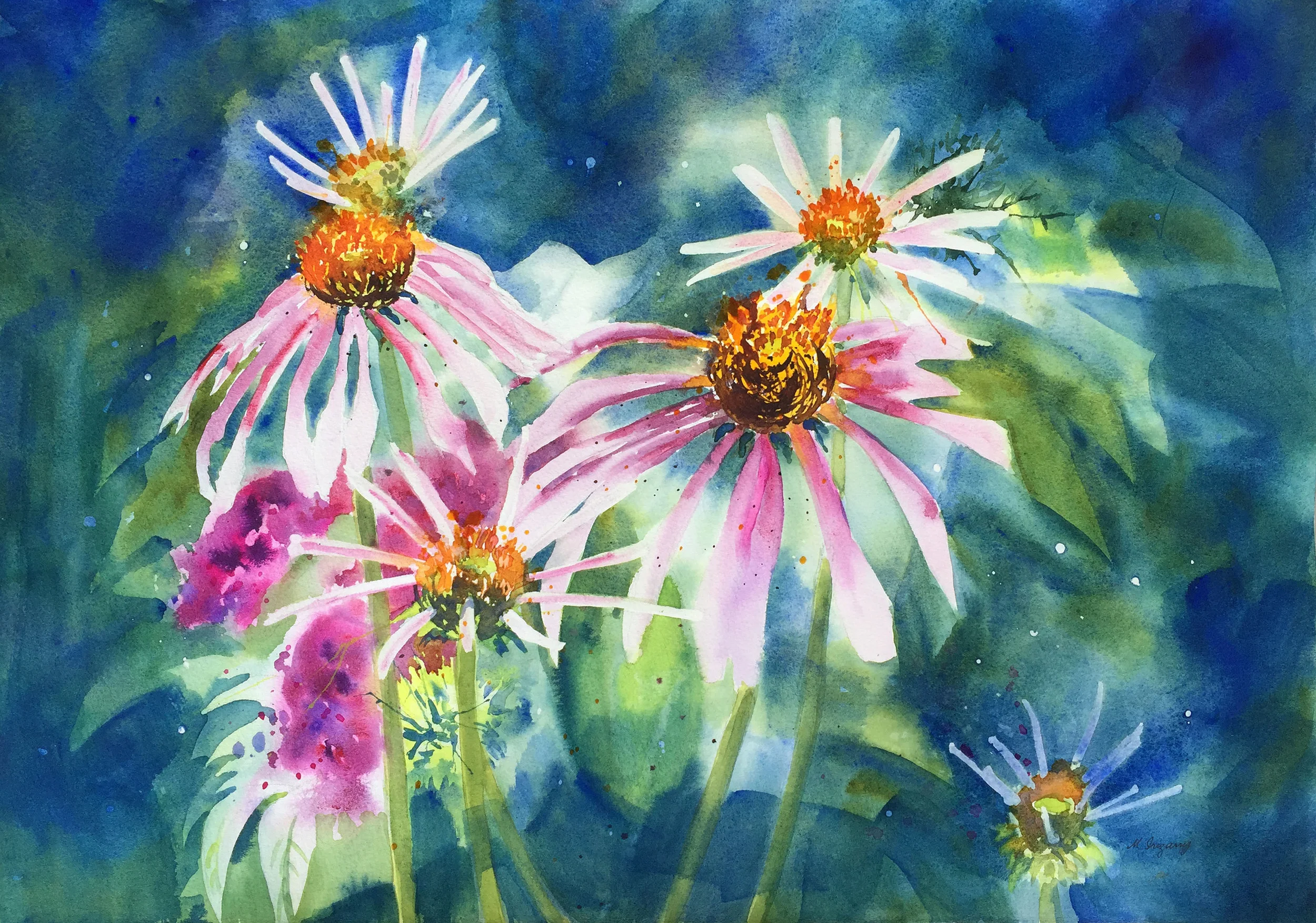 Coneflowers - watercolor on watercolor paper (22x15 inches)