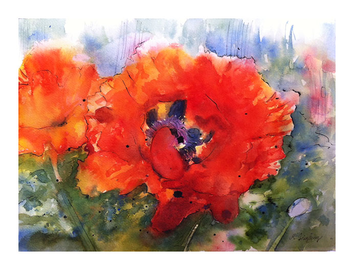 "Poppies" - watercolor on watercolor paper (15x11 inches)