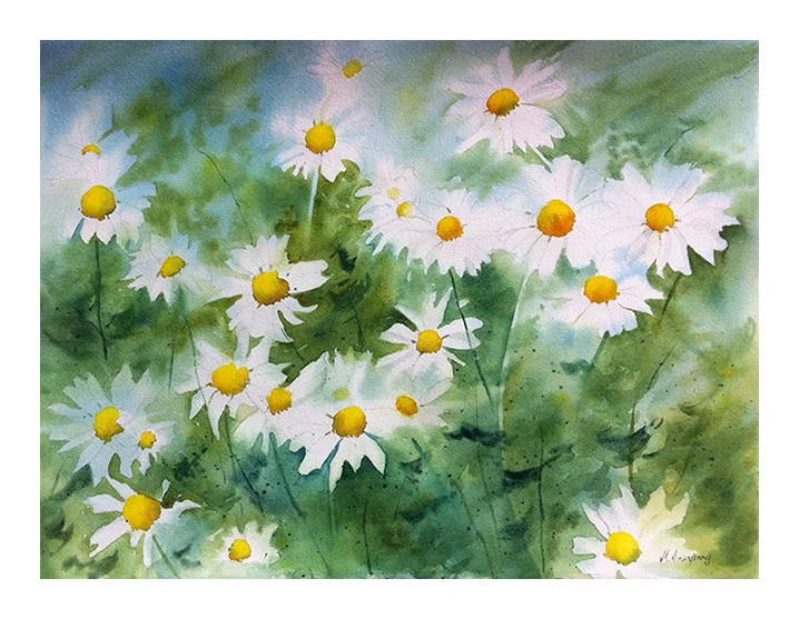 "Daisies II" - watercolor on watercolor paper (15x11 inches)
