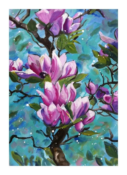 "Tulip Magnolia II" - acrylic on watercolor paper (15x22 inches)