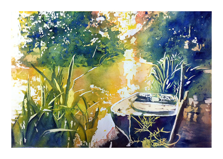 WIP - "Work in progress" of my poured painting after removing all the masking fluid