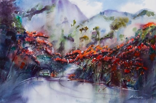 "Flamboyan" - watercolor on watercolor paper (22x15 inches)