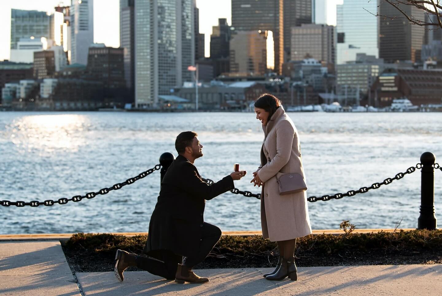 Another proposal! 🥰 This time in East Boston with the incredibly sweet Abedin &amp; Najneen (and some friends)! Congratulations you two! 💍🩵🍾