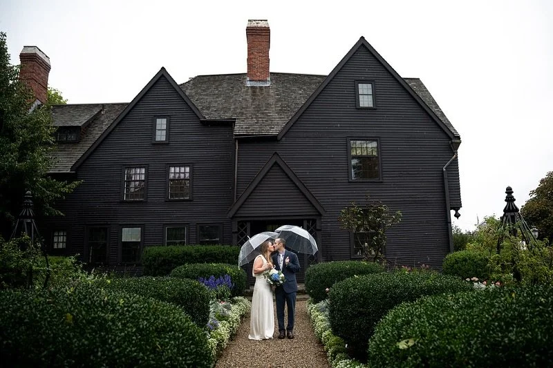 The rain tried its best to ruin Sarah &amp; Jordan&rsquo;s wedding plans but they just handed out umbrellas and made it work. ☔️

Some sneak peek images from their intimate wedding at The House of the Seven Gables on Sunday.